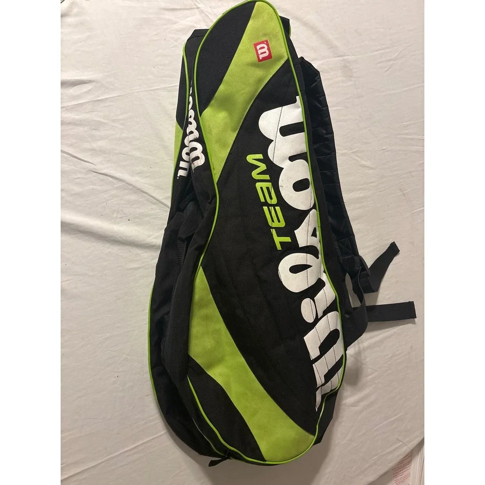 Wilson Team Tennis Racket Bag Unisex OS Black Lime Green  Backpack Strap